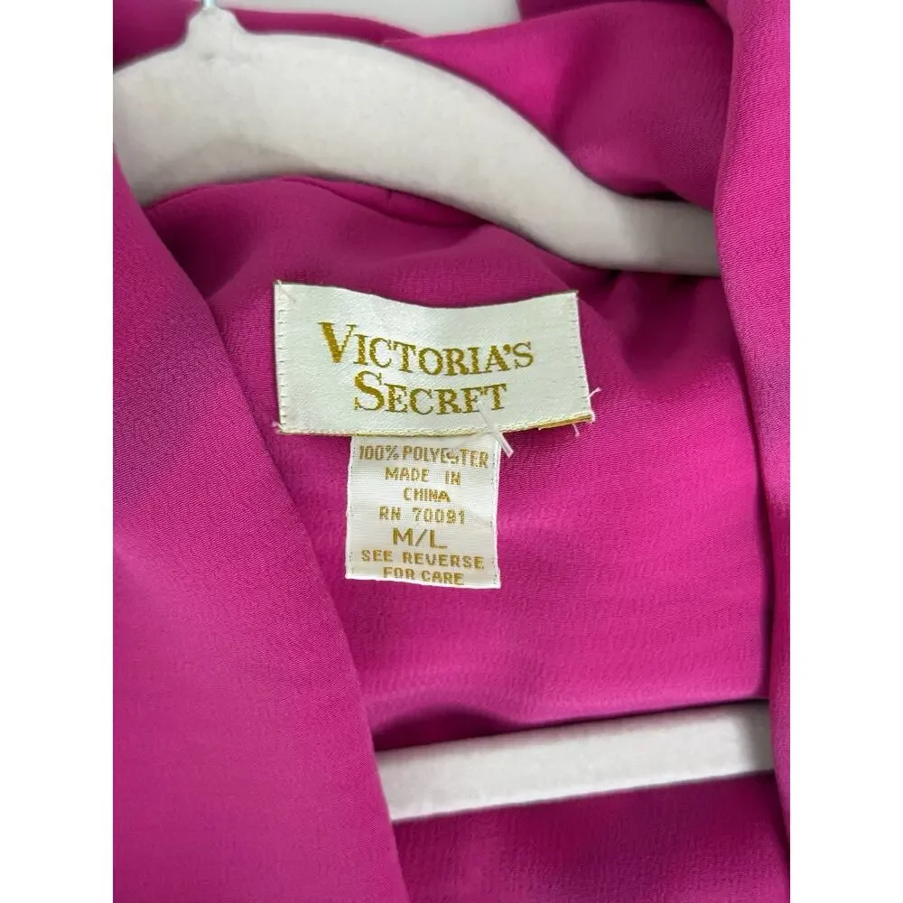 VTG Gold Label Victorias Secret Robe kimono Maxi Long Hooded RARE Colorful M/L